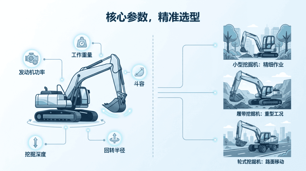 一、精准定位：挖掘机核心性能参数解读与选型